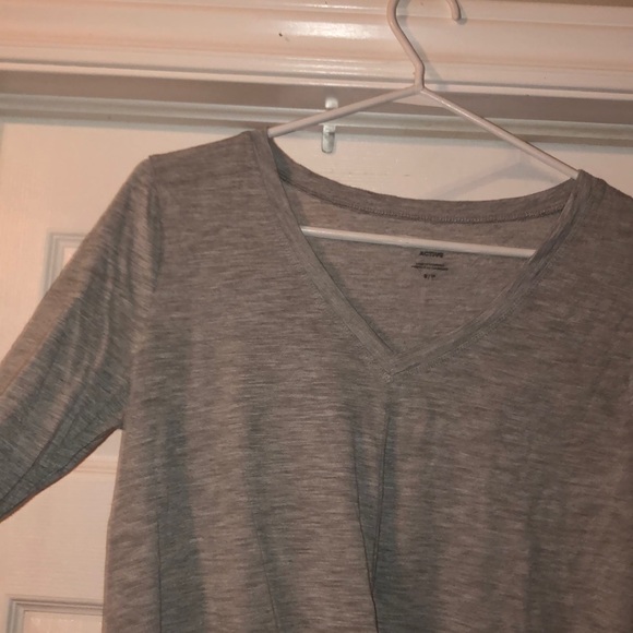 Long sleeve grey shirt with over lap on bottom - Picture 3 of 3